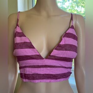 a new day Pink and Purple Striped Crop Top